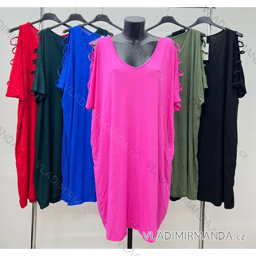 Šaty letné krátky rukáv dámske nadrozmer (56/58 ONE SIZE) TALIANSKA MÓDA IM424437