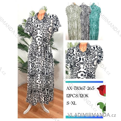 Šaty dlhé krátky rukáv dámske (S-XL) poľská moda HKW24AX-78367-265