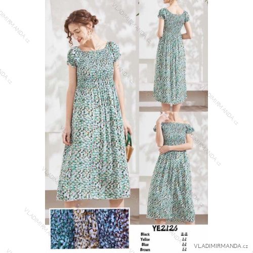Šaty dlhé letné carmen krátky rukáv dámske (S-XL) poľská moda HKW24YE2126