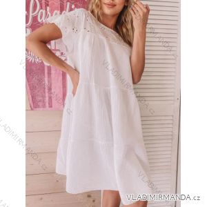 Šaty mušelín krátky rukáv dámske (S/M/L ONE SIZE) TALIANSKA MÓDA IMWCN24069