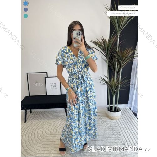 Šaty dlhé letné krátky rukáv dámske (S/ML/XL) FRANCÚZSKA MÓDA FMPZM24A135-10