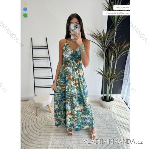 Šaty dlhé letné na ramienka dámske (S/M/L ONE SIZE) FRANCÚZSKA MÓDA FMPZM242256-28