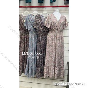 Šaty dlhé letnýkrátky rukáv dámske (M/L, XL/2XL) poľská moda HKW2419