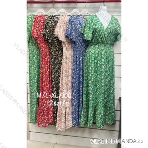 Šaty dlhé letné krátky rukáv dámske (M/L, XL/2XL) poľská moda HKW2420
