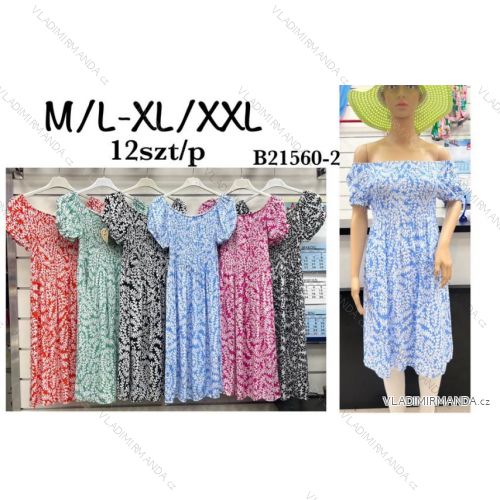 Šaty krátke letné carmen krátky rukáv dámske (M/L, XL/2XL) poľská moda HKW24B21560-2