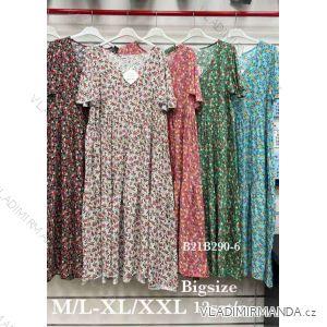 Šaty dlhé letné krátky rukáv dámske (M/L, XL/2XL) poľská moda HKW24B21B290-6