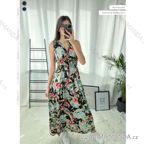 Šaty dlhé letné bez rukávov dámske (S/M/L ONE SIZE) FRANCÚZSKA MÓDA FMPZM24024-11