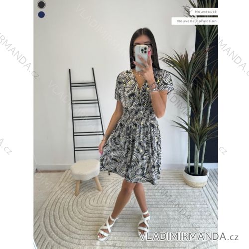 Šaty krátke letné krátky rukáv dámske (S/M/L ONE SIZE) FRANCÚZSKA MÓDA FMPZM242239-7