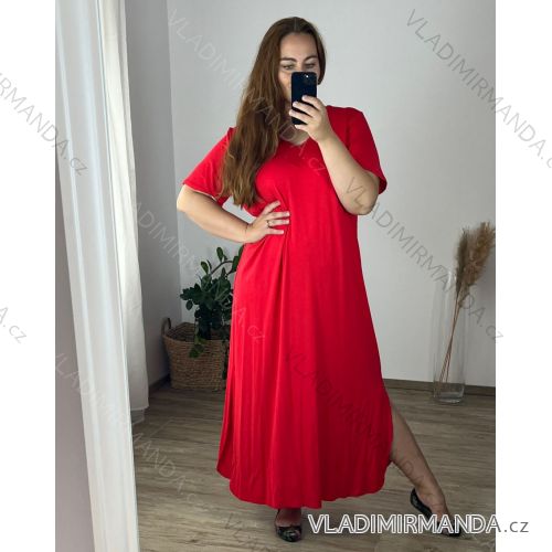 Šaty dlhé maxi letné voľnočasové krátky rukáv dámske (56/58 ONE SIZE) TALIANSKA MÓDA IMD24213