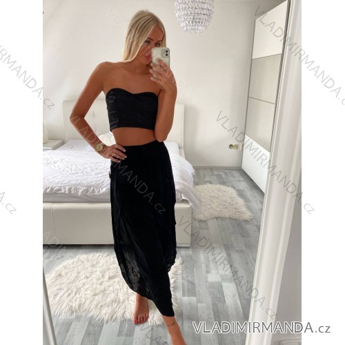 Nohavice dlhé letné dámske (S/M/L/XL ONE SIZE) TALIANSKA MODA IM424182/DU L/XL čierna