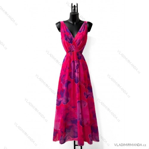 Šaty dlouhé elegantní bez rukávu dámské (S/M ONE SIZE) ITALSKÁ MÓDA IMPES24KRISTY růžová fuchsiová S / M