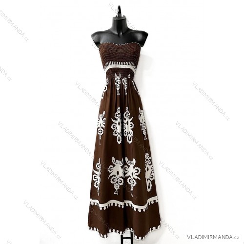 Overal carmen dlouhý elegantní bez rukávu dámský (S/M ONE SIZE) ITALSKÁ MÓDA IMPES24AILYS hneda čokoládová S / M