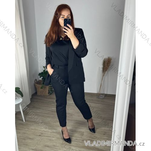 Súprava elegantné sako a nohavice dámske nadrozmer (2XL-6XL) TALIANSKA MÓDA IMWAD24041/DU 5XL čierna