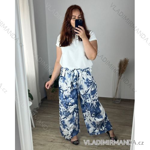 Nohavice letné dlhé dámske (52/54 ONE SIZE) TALIANSKA MÓDA IM424442/DR 52/54 tmavo modrá