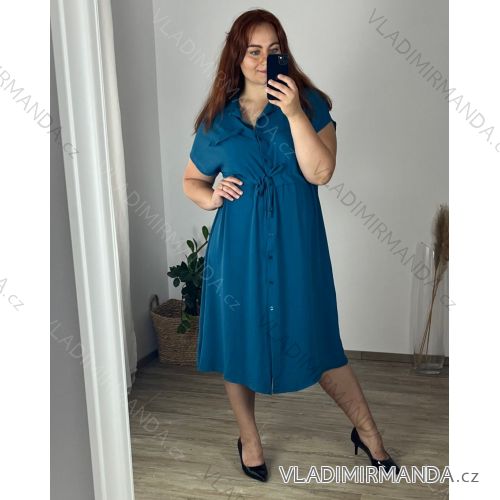 Šaty košeľové krátky rukáv dámske nadrozmer (50/52 ONE SIZE) TALIANSKA MóDA IM424403