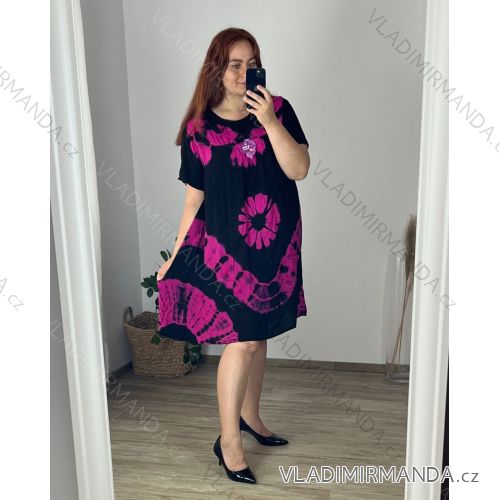 Šaty voľnočasové krátky rukáv dámske nadrozmer (2XL ONE SIZE) TALIANSKA MÓDA IMBM24BETY