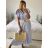 Šaty dlhé letné košeľové krátky rukáv dámske (S/M ONE SIZE) TALIANSKA MÓDA IMM23M3239/DU S / M modrá