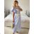 Šaty dlhé letné košeľové krátky rukáv dámske (S/M ONE SIZE) TALIANSKA MÓDA IMM23M3239/DU S / M modrá