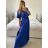 Šaty dlhé elegantné saténové skládané krátky rukáv dámske (S/M/L ONE SIZE) TALIANSKA MÓDA IMWCL24146