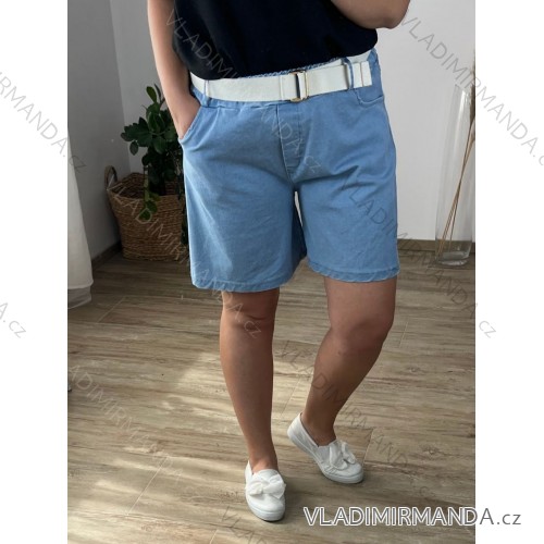 Kraťasy šortky s opaskom dámske nadrozmer (48/50 ONE SIZE) TALIANSKA MÓDA IMWEC24083/DUR -   svetlo modrá -   48/50