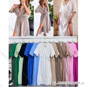 Šaty dlhé mušelín 3/4 dlhý rukáv dámske (S/M/L ONE SIZE) TALIANSKA MÓDA IMWBH24074