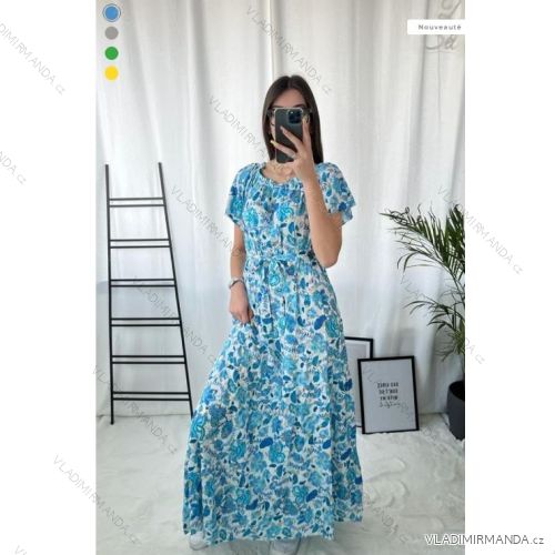 Šaty dlhé letné krátky rukáv dámske (S/ML/XL) FRANCÚZSKA MÓDA FMPZM24085-2