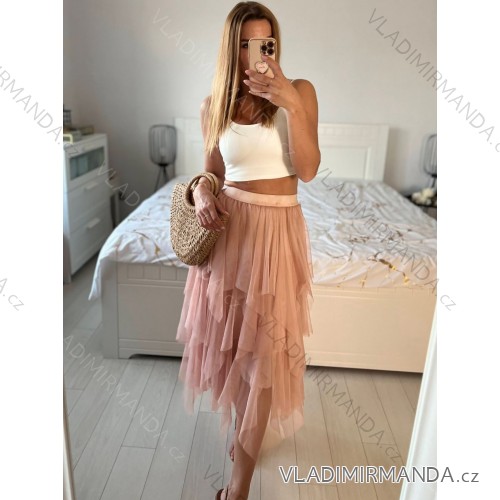 Sukně tylová dlouhá dámská (S/M ONE SIZE) ITALSKÁ MÓDA IMWAA234212/DU -   růžová starorůžová -   S / M