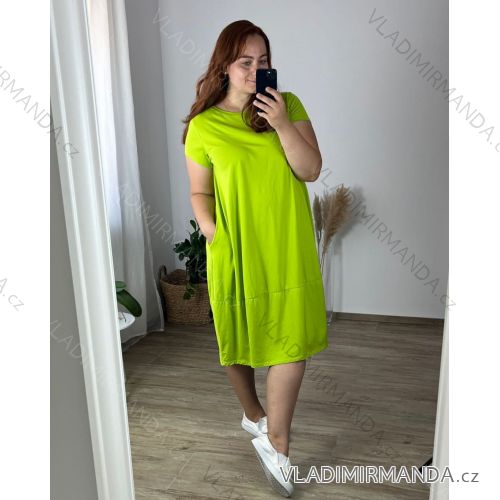 Šaty oversize letné kratký rukáv dámske nadrozmer (52/54 ONE SIZE) TALIANSKA MÓDA IMWT24079/DUR
