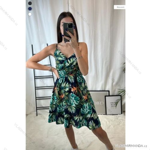 Šaty krátke letné na ramienka dámske (S/M - L/XL) FRANCÚZSKA MÓDA FMPZM24119