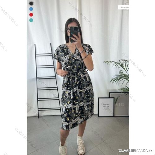 Šaty letné krátky rukáv dámske (S/M - L/XL) FRANCÚZSKA MÓDA FMPZM24127-1