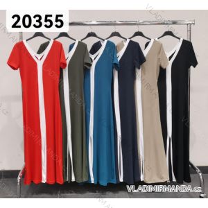 Šaty dlhé elegantný krátky rukáv dámske (S/M ONE SIZE) TALIANSKA MÓDA IMM24M20355