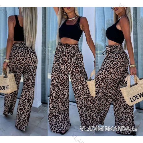 Nohavice letné leopardie dlhé dámske (S/M/L) TALIANSKA MÓDA IMWA24530