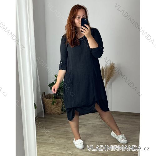 Šaty bavlnené 3/4 rukáv dámske (50/52 ONE SIZE) TALIANSKA MÓDA IM424281