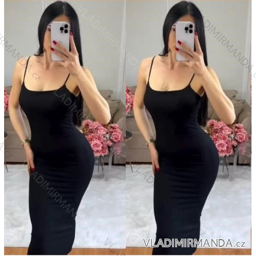 Šaty dlhé elegantné letné na ramienka dámske (S/M ONE SIZE) TALIANSKA MÓDA IMM24M55571/DUR - čierna
- S / M