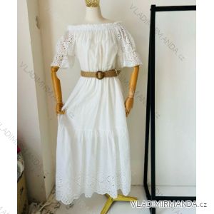 Šaty dlhé letné boho krajkové krátky rukáv dámske (S/M ONE SIZE) TALIANSKA MÓDA IMPEM242863