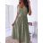 Šaty dlhé letné na ramienka dámske (S/M ONE SIZE) TALIANSKA MÓDA IMD24194/DU S/M zelená khaki