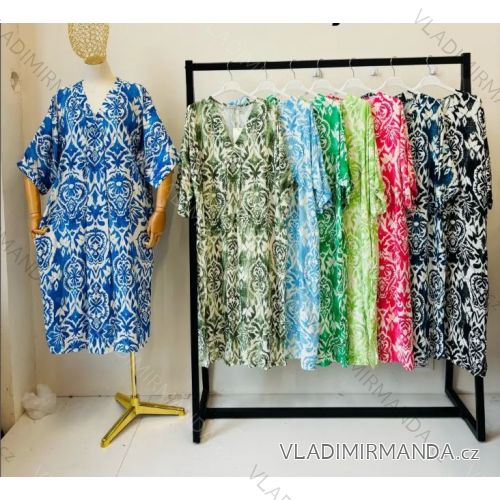 Šaty dlhé letné krátky rukáv dámske (S/M ONE SIZE) TALIANSKA MÓDA IMPEM2411100-1