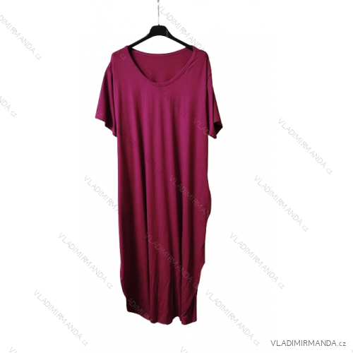 Šaty dlhé maxi letné voľnočasové krátky rukáv dámske viskoza (L/XL/2XL/3XL ONE SIZE) TALIANSKA MÓDA IMD22382/DR - ružová fuchsiová - 2XL/3XL