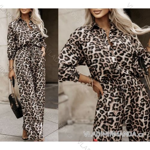 Súprava letná tunika košeľová dlhý rukáv a nohavice dámska (S/M/L ONE SIZE) TALIANSKA MÓDA IMWGS24541