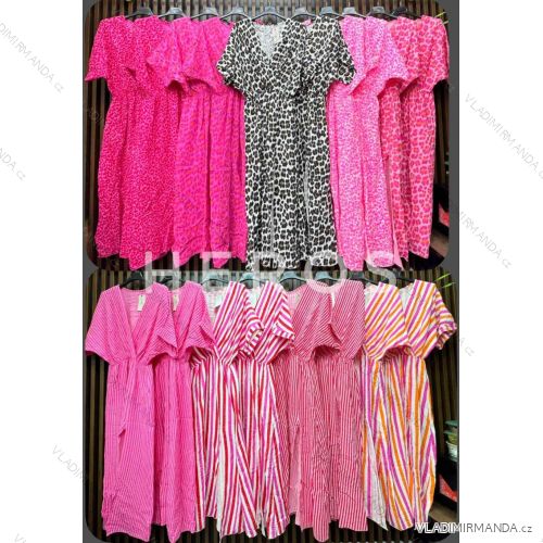 Šaty dlhé letný mušelín krátky rukáv dámske (S/M/L ONE SIZE) TALIANSKA MÓDA IMWH24552