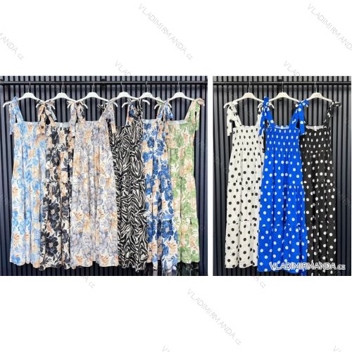 Šaty letné dlhé žabičkované na ramienka dámske kvet (S/M ONE SIZE) TALIANSKA MÓDA IMWAC24579