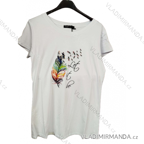 Tričko krátky rukáv dámske (S/M ONE SIZE) TALIANSKA MÓDA IMM24M2415-A/DR - biela - S / M