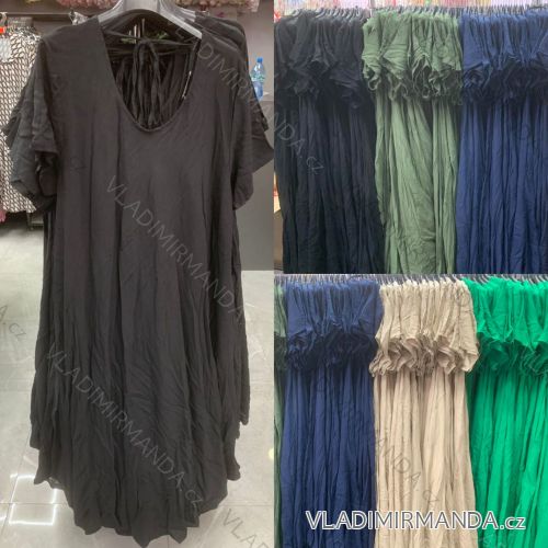 Šaty dlhé letné krátky rukáv dámske nadrozmer (54/56/58 ONE SIZE) TALIANSKA MÓDA IMWEC24175
