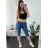 Nohavice krátke 7/8 strečové riflové dámske (S/M ONE SIZE) TALIANSKA MODA IM424BARKA