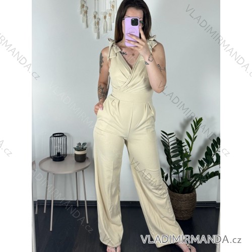 Overal dlhý bez rukávu dámsky (S/M ONE SIZE) TALIANSKA MÓDA IMWAA24001/DUR - béžová - S/M