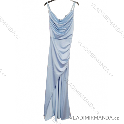 Šaty elegantné spoločenské dlhé na ramienka dámske (S/M ONE SIZE) TALIANSKA MÓDA IM324LOVE/DU -   svetlo modrá -   S / M