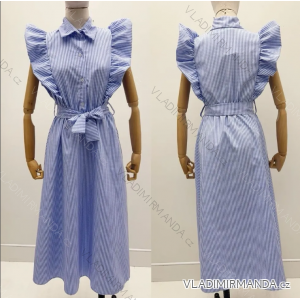 Šaty dlhé košeľové krátky rukáv dámske (S/M ONE SIZE) TALIANSKA MÓDA IMPMD2434009/DU