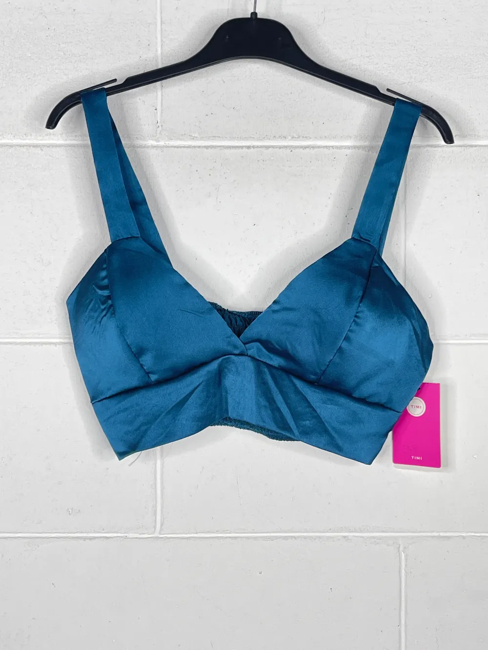 Top croptop na ramínka dámský (XS/S/M ONE SIZE) ITALSKÁ MÓDA IMPBB24B10977 modrá petrolejová S / M