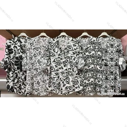 Blúzka košeľová oversize dlhý rukáv dámska nadrozmer (56/58 ONE SIZE) TALIANSKA MÓDA IMWQ24319