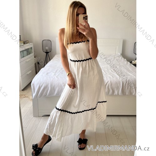 Šaty dlhé elegantné na ramienka dámske (S/M ONE SIZE) TALIANSKA MÓDA IMPES2480060/DUR -   biela -   S / M